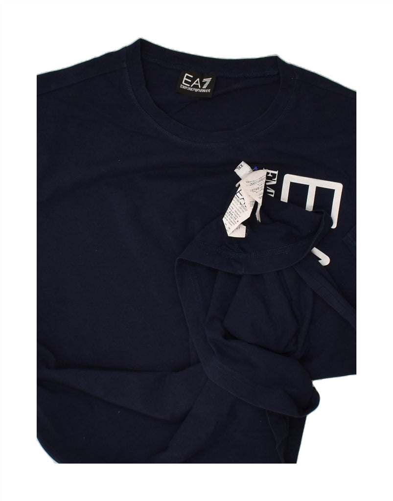EMPORIO ARMANI Womens Graphic T-Shirt Top UK 20 2XL Navy Blue Cotton | Vintage Emporio Armani | Thrift | Second-Hand Emporio Armani | Used Clothing | Messina Hembry 