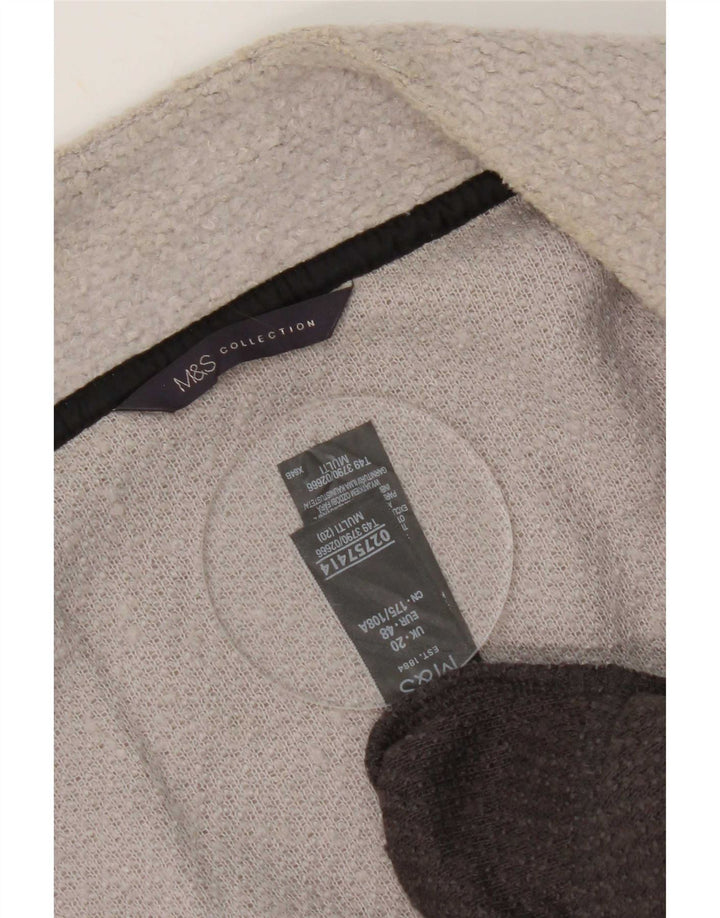 Marks & Spencer Womens Open Overcoat UK 20 2XL Grey Colourblock Polyester
