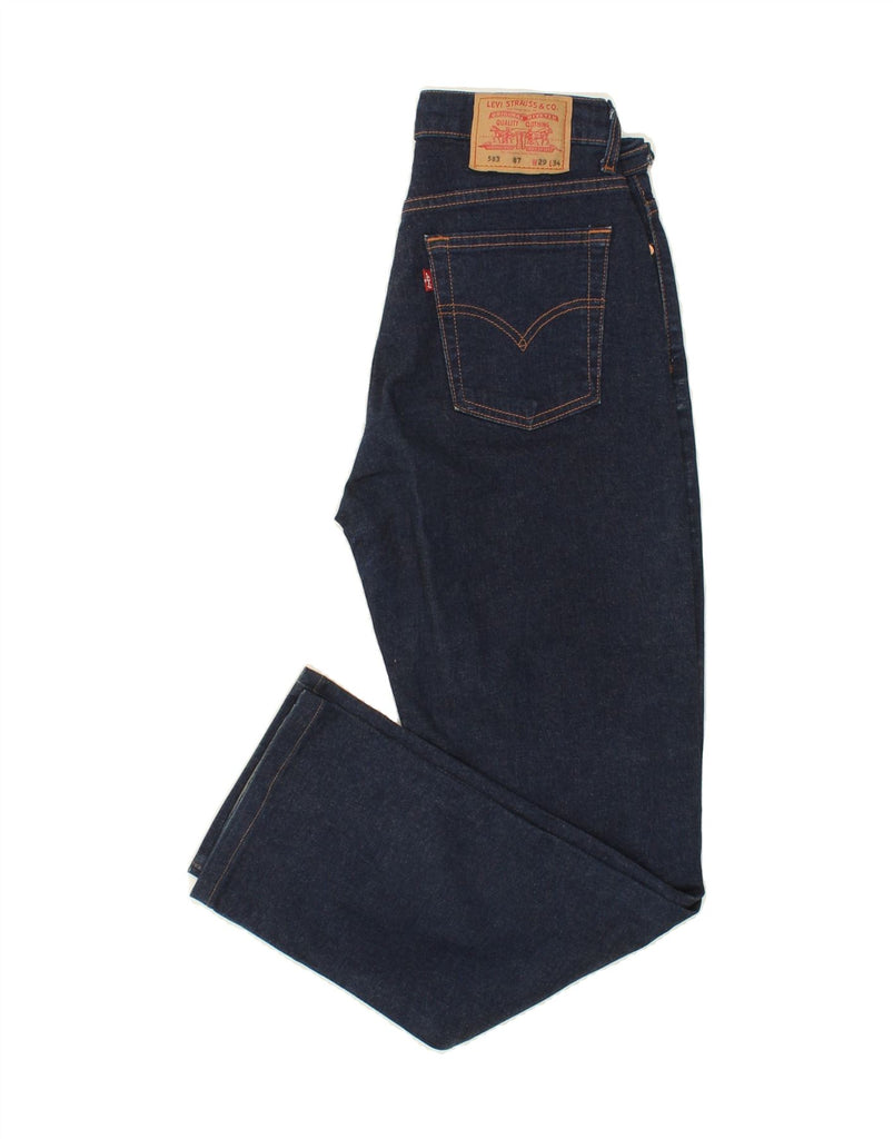 LEVI'S Womens 583 Straight Jeans W29 L28 Navy Blue Cotton Vintage Levi's and Second-Hand Levi's from Messina Hembry 