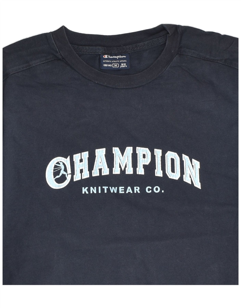 CHAMPION Boys Graphic T-Shirt Top 9-10 Years Medium Navy Blue Cotton | Vintage Champion | Thrift | Second-Hand Champion | Used Clothing | Messina Hembry 