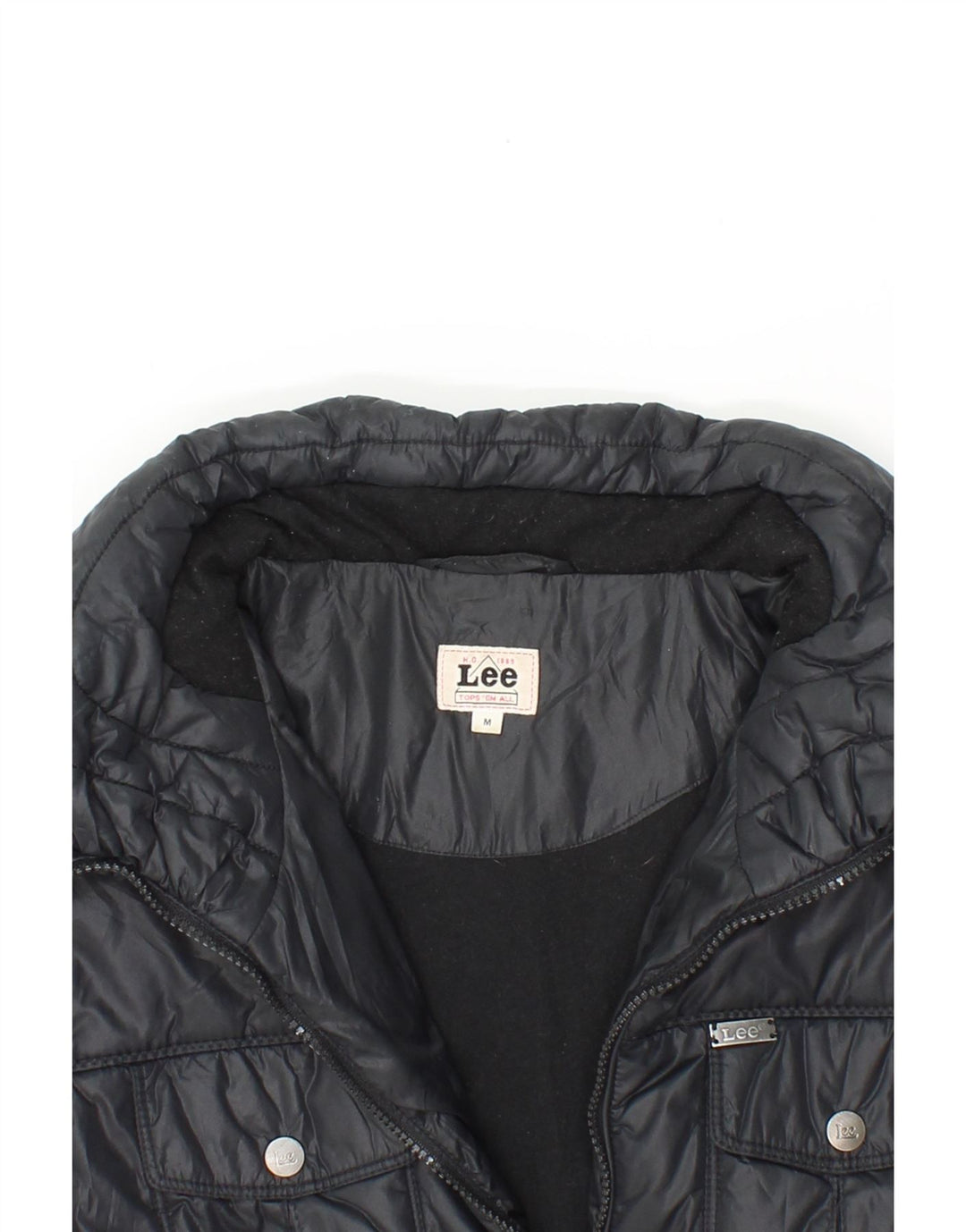 LEE Womens Padded Jacket UK 14 Medium Black Polyester Vintage Lee and Second-Hand Lee from Messina Hembry 