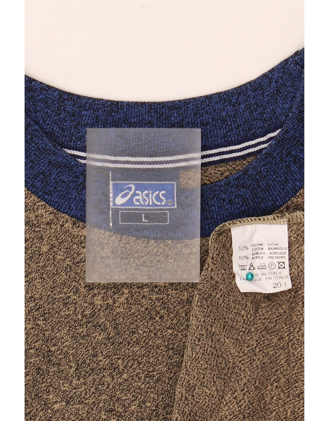 ASICS Mens T-Shirt Top Large Brown Colourblock Cotton