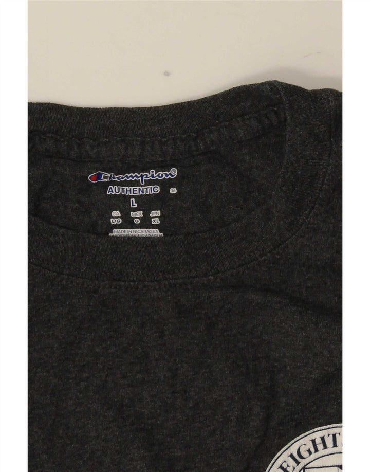 Champion Mens Siena Heights University Graphic Top Long Sleeve Large Grey