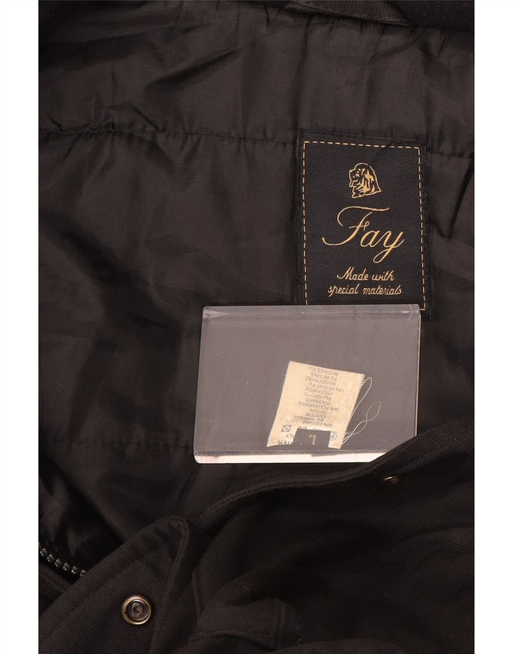 FAY Mens Utility Jacket UK 40 Large Black Cotton