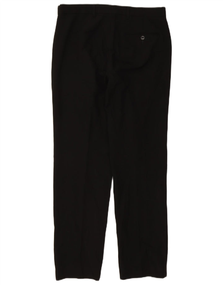 Marks & Spencer Mens Straight Suit Trousers W32 L31 Black Polyester