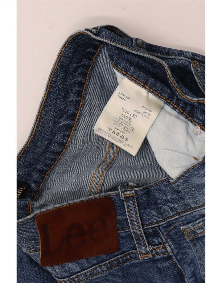 Lee Mens Luke Slim Jeans W30 L30 Blue Cotton