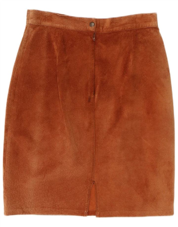 Vintage Womens Suede Pencil Skirt W28 Medium Brown Leather