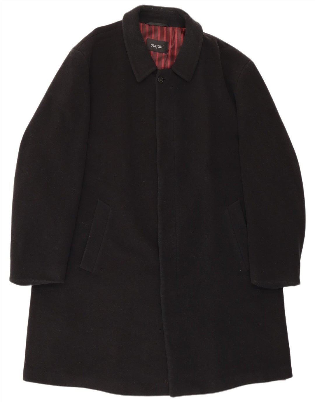 Bugatti Mens Overcoat IT 48 4XL Black Wool