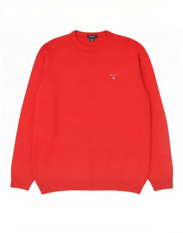 Gant Mens Crew Neck Jumper Sweater XL Red Cotton