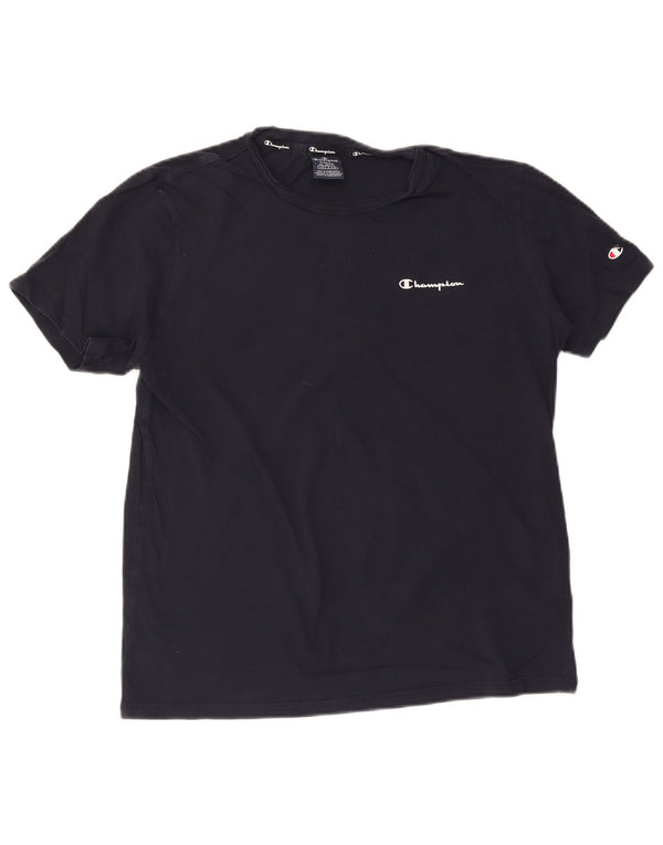CHAMPION Mens T-Shirt Top Large Navy Blue Cotton