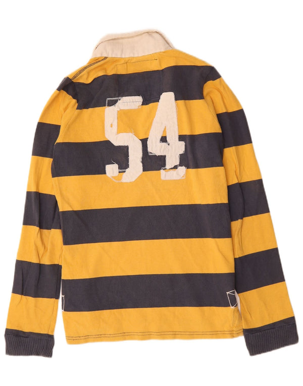 Superdry Mens Graphic Long Sleeve Rugby Polo Shirt Medium Yellow Striped