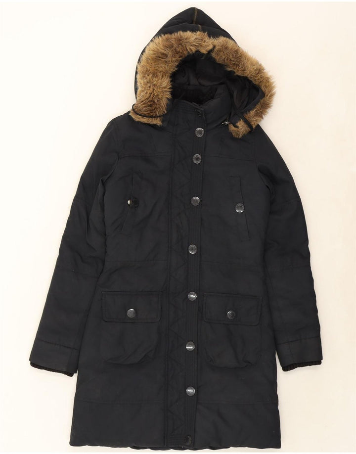 PEPE JEANS Womens Hooded Padded Coat UK 6 XS Black Polyester Vintage PEPE Jeans and Second-Hand PEPE Jeans from Messina Hembry 