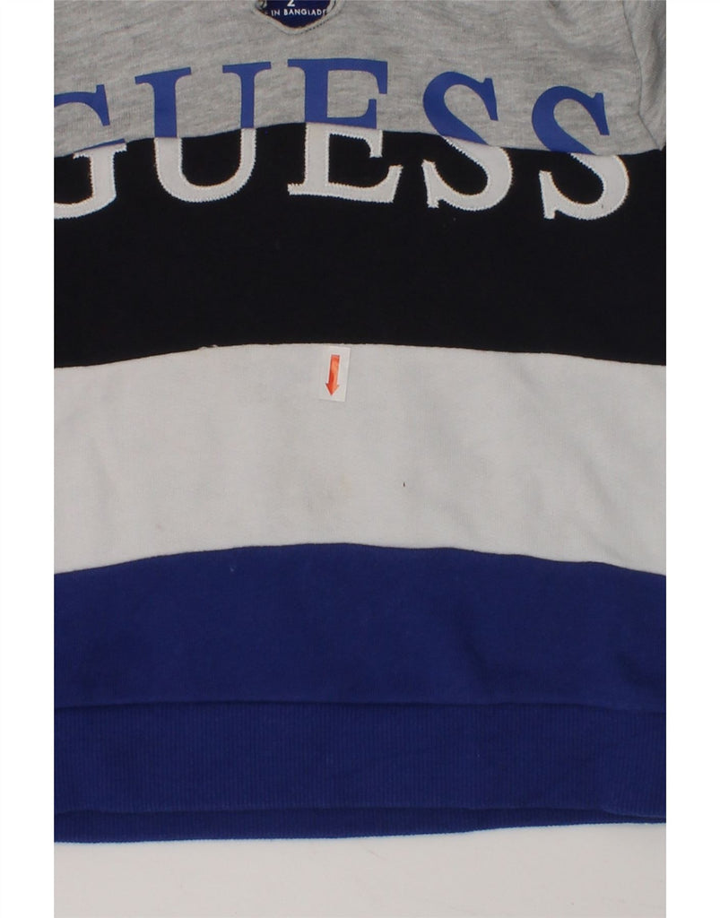 GUESS Baby Boys Graphic Hoodie Jumper 18-24 Months Navy Blue Colourblock | Vintage Guess | Thrift | Second-Hand Guess | Used Clothing | Messina Hembry 