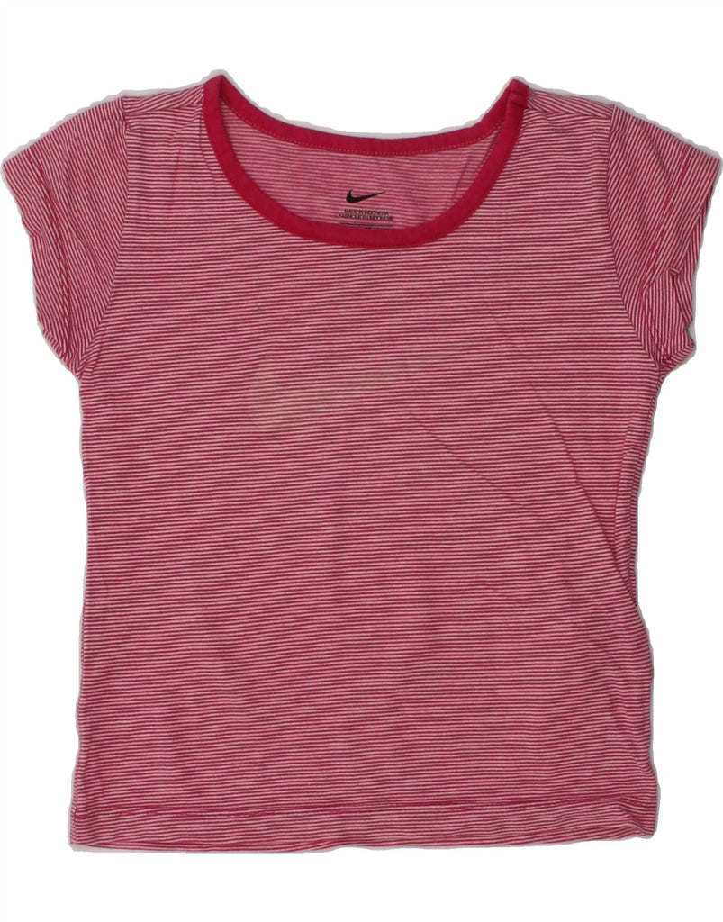 NIKE Girls T-Shirt Top 3-4 Years XS  Red Striped Cotton | Vintage Nike | Thrift | Second-Hand Nike | Used Clothing | Messina Hembry 