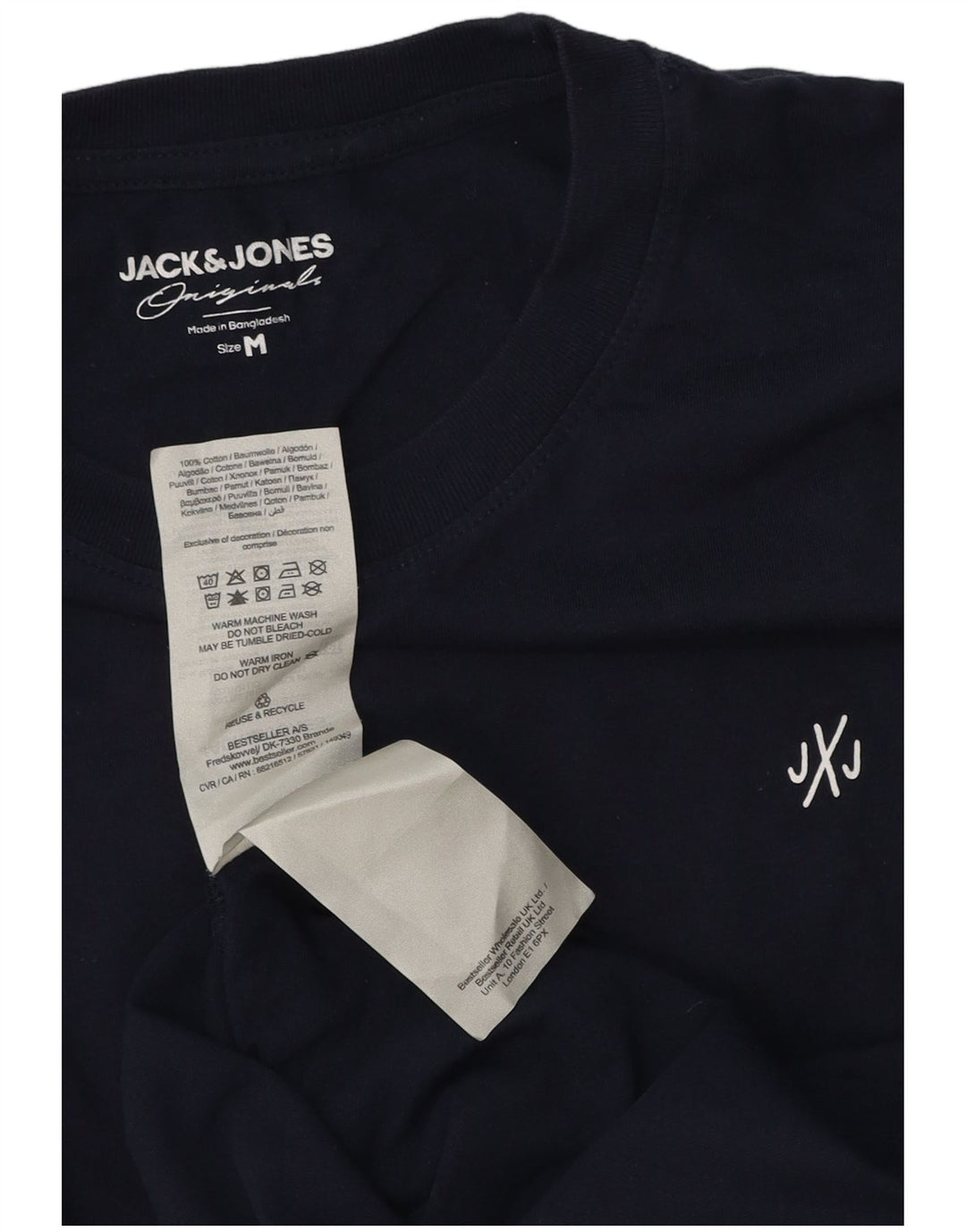 Jack & Jones Mens Graphic T-Shirt Top Medium Navy Blue Cotton