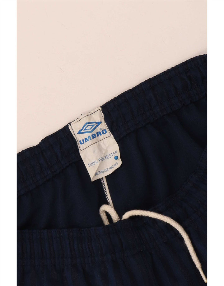 Umbro Mens Sport Shorts Medium Navy Blue Pinstripe Polyester