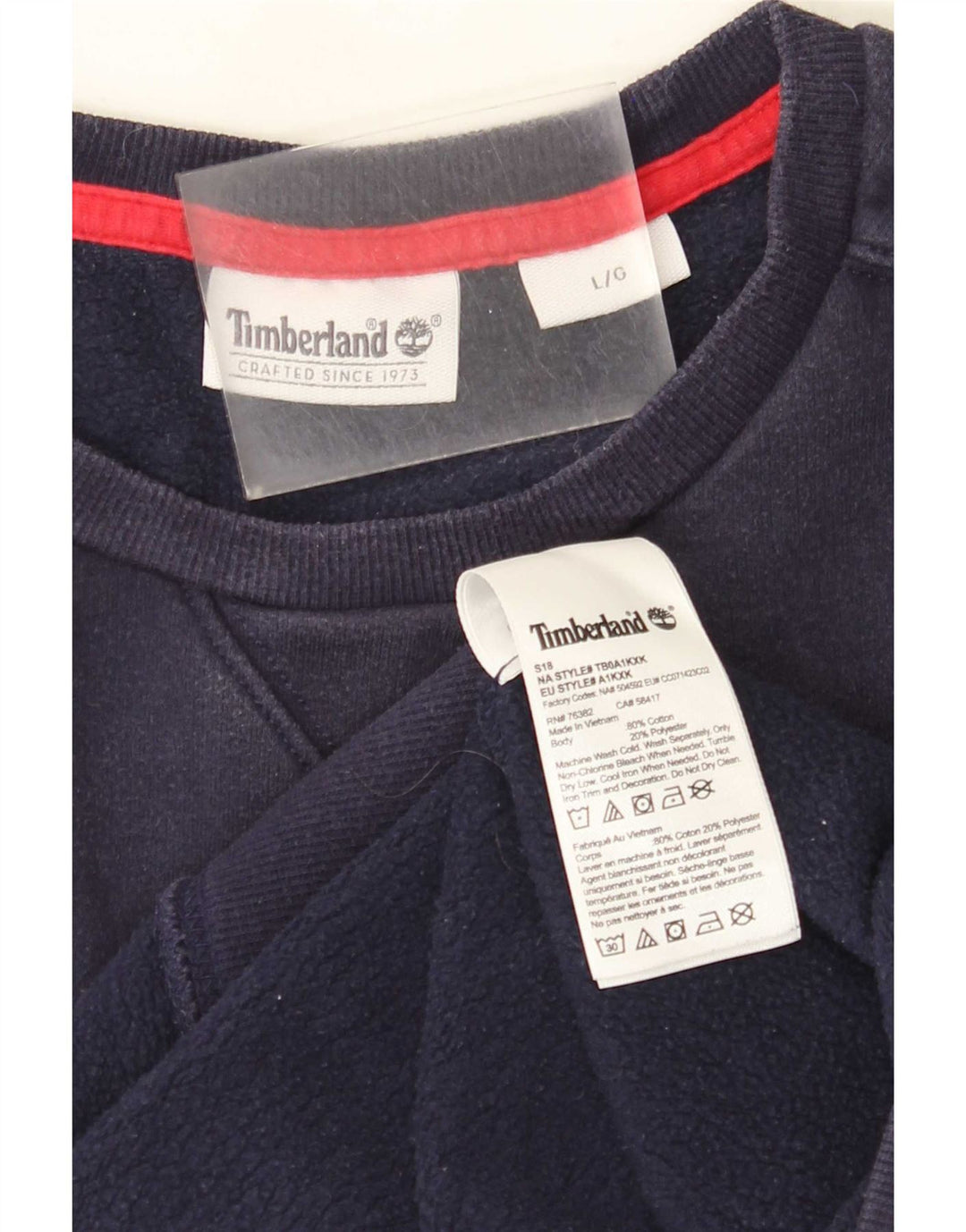 Timberland Mens Graphic Sweatshirt Jumper Large Navy Blue Cotton