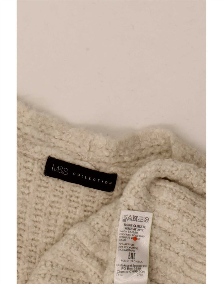 Marks & Spencer Womens Longline Open Cardigan Sweater UK 10 Small Beige