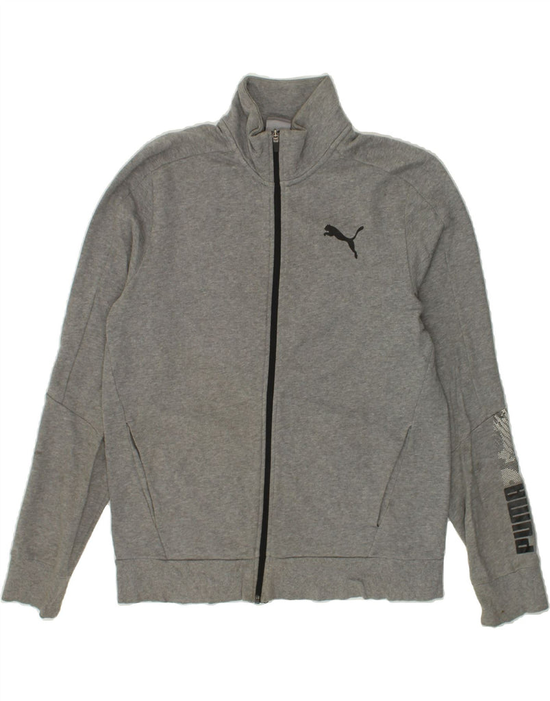 PUMA Mens Graphic Tracksuit Top Jacket Small Grey Cotton | Vintage Puma | Thrift | Second-Hand Puma | Used Clothing | Messina Hembry 