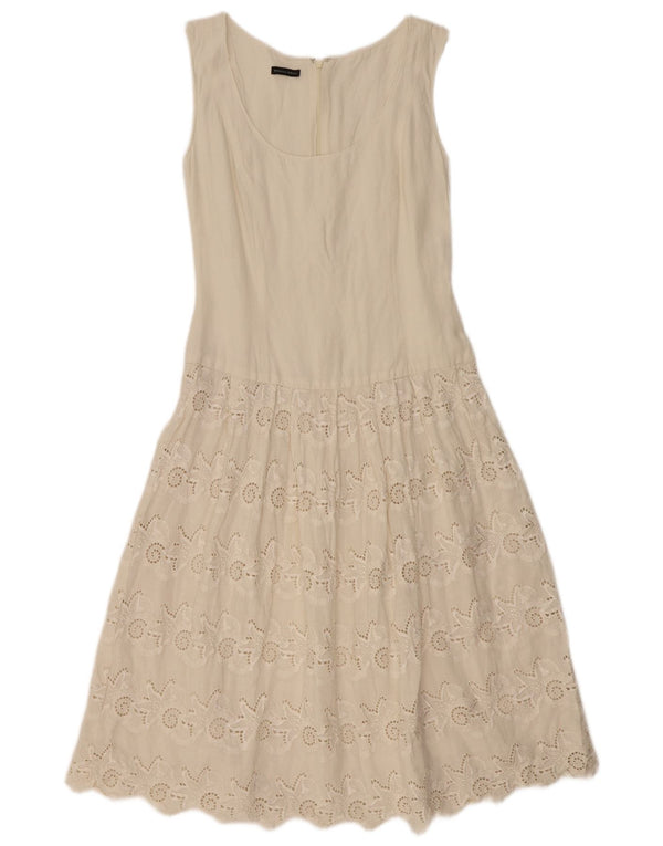 MARIELLA BURANI Womens Sleeveless A-Line Dress UK 10 Small Off White Linen