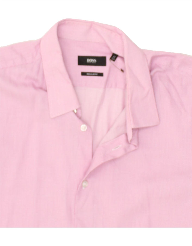 HUGO BOSS Mens Regular Fit Shirt Size 16 1/2 46 Large Pink | Vintage Hugo Boss | Thrift | Second-Hand Hugo Boss | Used Clothing | Messina Hembry 