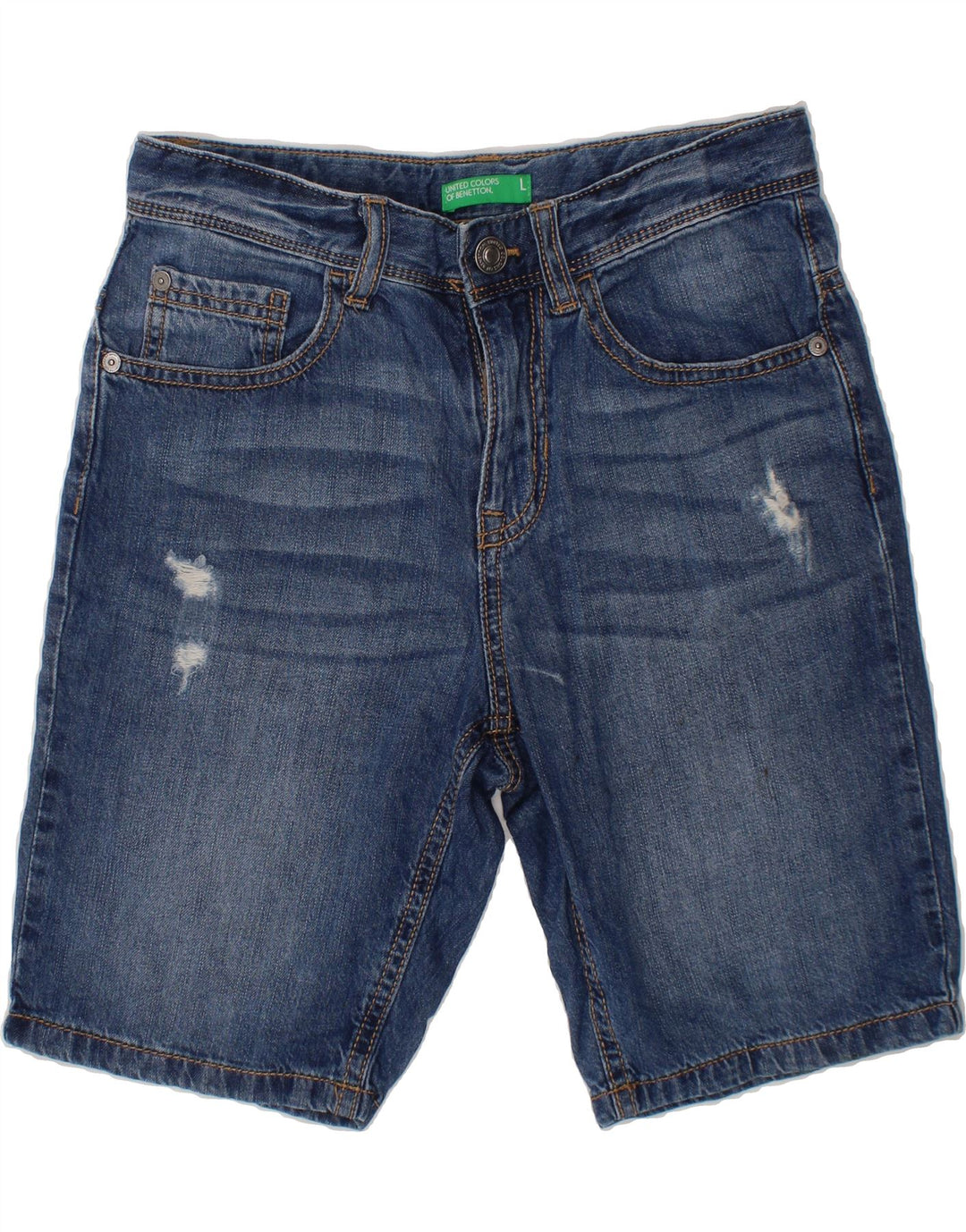 BENETTON Boys Denim Shorts 8-9 Years Large W23 Blue Cotton Vintage Benetton and Second-Hand Benetton from Messina Hembry 