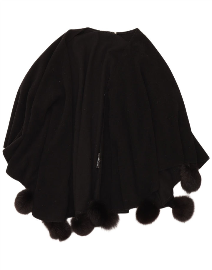 Vintage Womens Poncho Coat One Size  Black Wool