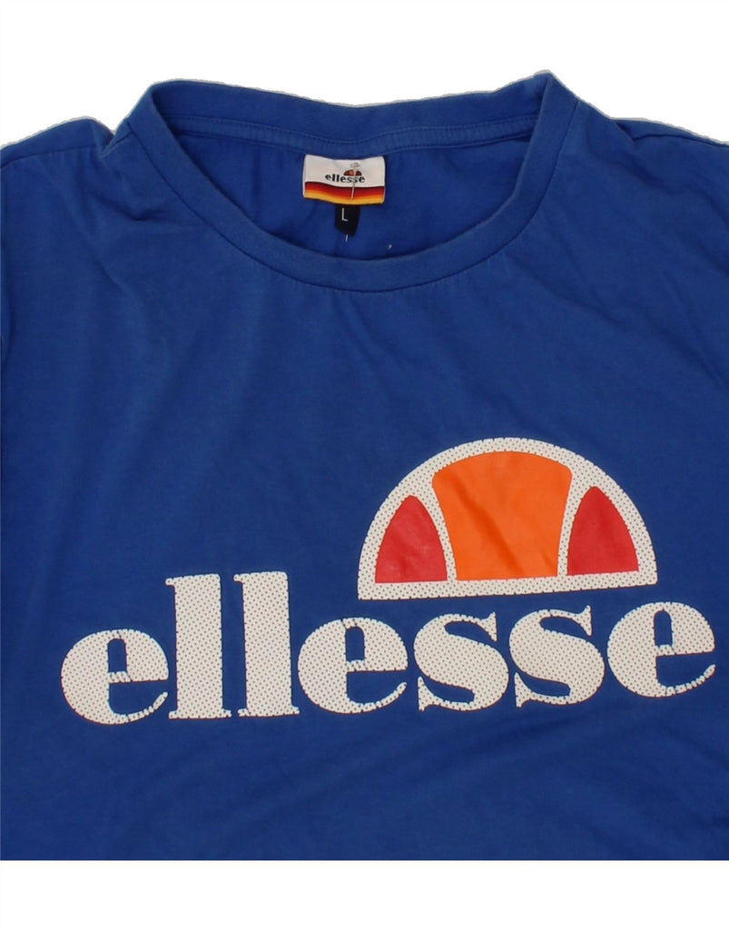 ELLESSE Mens Graphic T-Shirt Top Large Blue Cotton Vintage Ellesse and Second-Hand Ellesse from Messina Hembry 