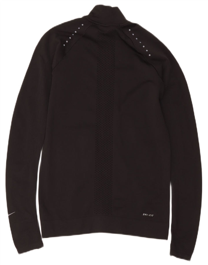 Nike Womens Dri Fit Tracksuit Top Jacket UK 10 Small Black Nylon