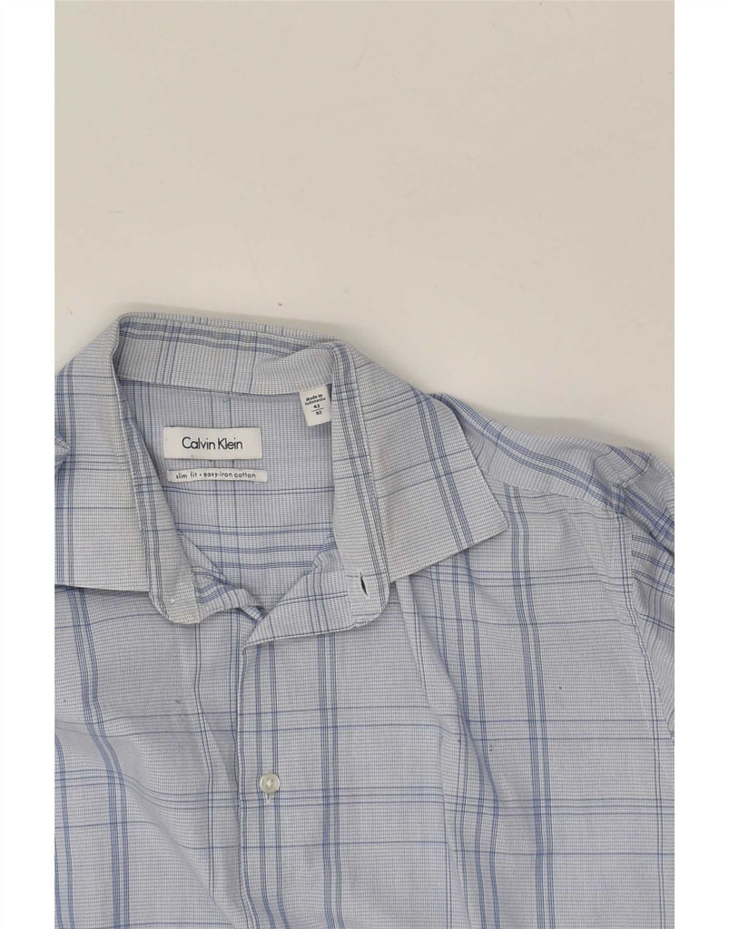 CALVIN KLEIN Mens Slim Fit Shirt Size 42 Large Blue Check Cotton Vintage Calvin Klein and Second-Hand Calvin Klein from Messina Hembry 