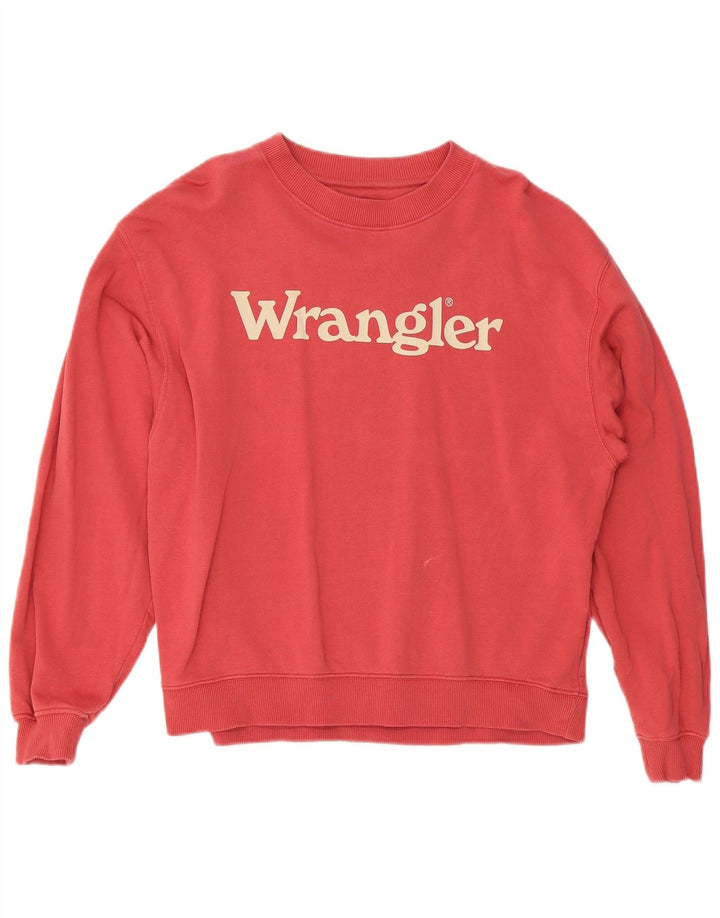 WRANGLER Womens Graphic Sweatshirt Jumper UK 14 Medium Red Cotton