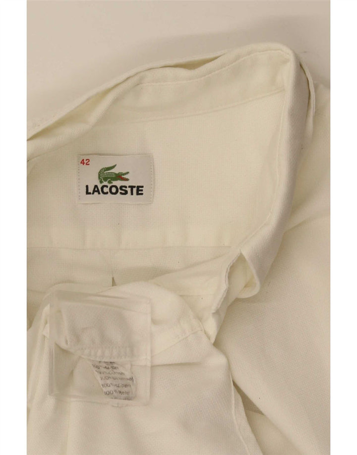 Lacoste Mens Short Sleeve Shirt Size 42 Large White Cotton