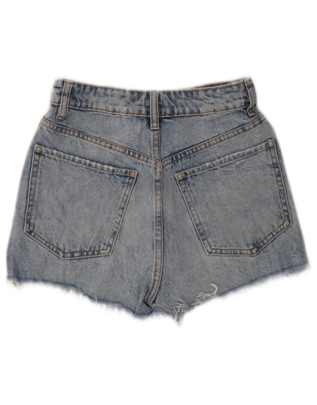ZARA Womens Distressed Denim Shorts US 0 XS W22 Blue