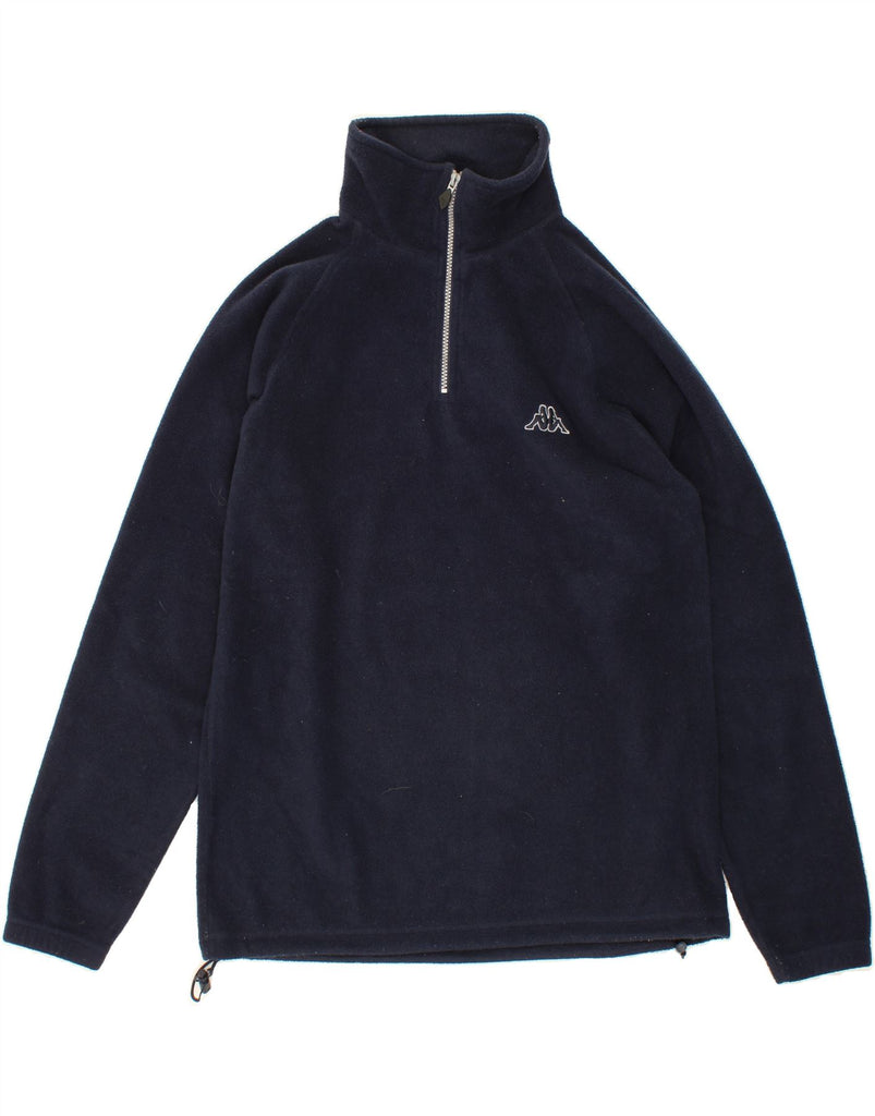 KAPPA Mens Zip Neck Fleece Jumper Medium Navy Blue Polyester Vintage Kappa and Second-Hand Kappa from Messina Hembry 