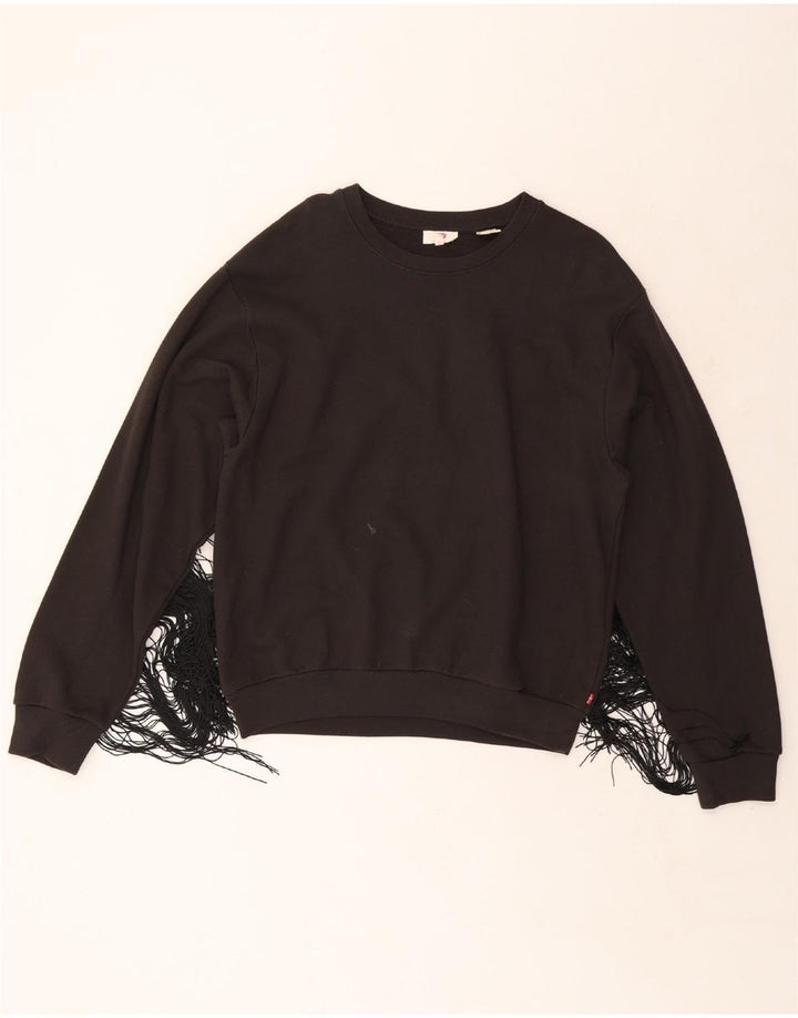 Levi's Womens Sweatshirt Jumper UK 14 Medium Black Cotton