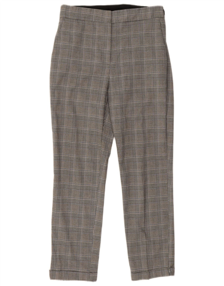 Zara Womens Slim Cropped Trousers Large W30 L25 Grey Plaid