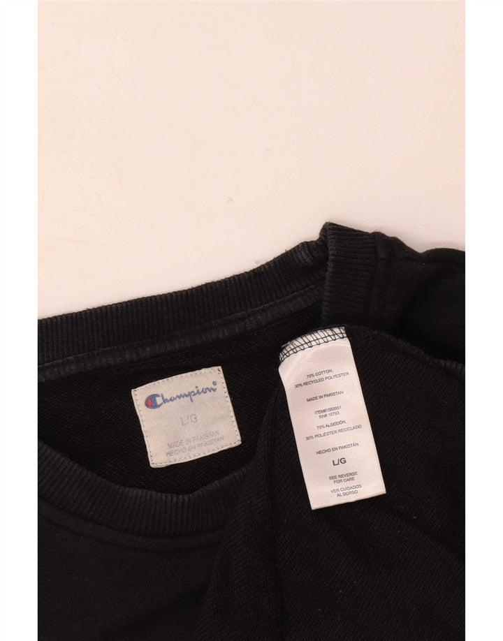 Champion Mens Sweatshirt Jumper Large Black Cotton