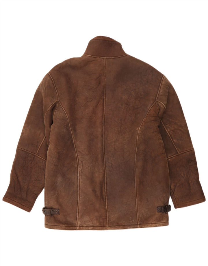Vintage Mens Loose Fit Shearling Jacket UK 36 Small Brown