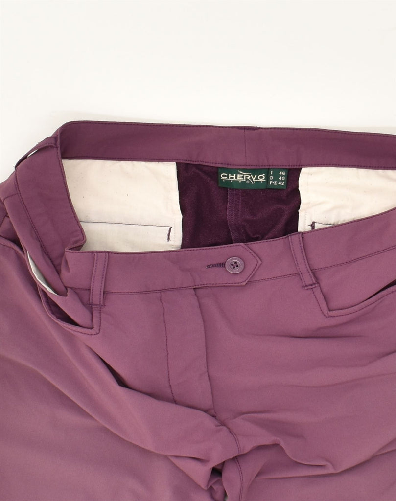 CHERVO Womens Slim Casual Trousers IT 46 Large W34 L29 Purple Polyester | Vintage Chervo | Thrift | Second-Hand Chervo | Used Clothing | Messina Hembry 