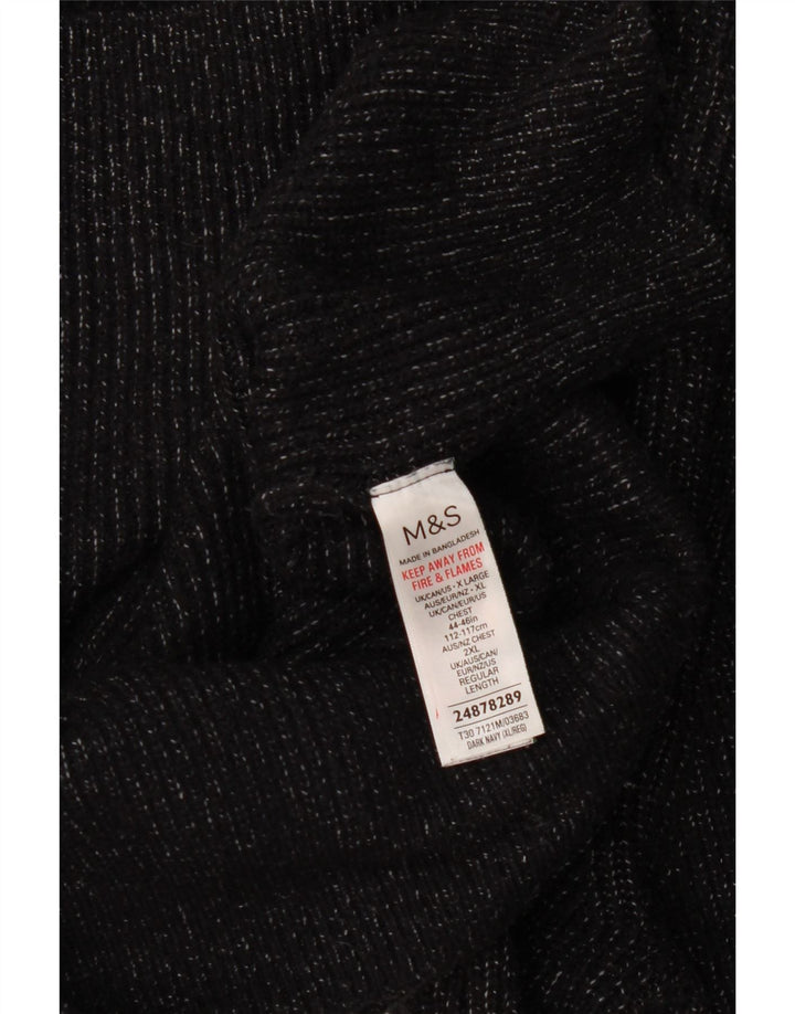 Marks & Spencer Mens Crew Neck Jumper Sweater XL Navy Blue Flecked