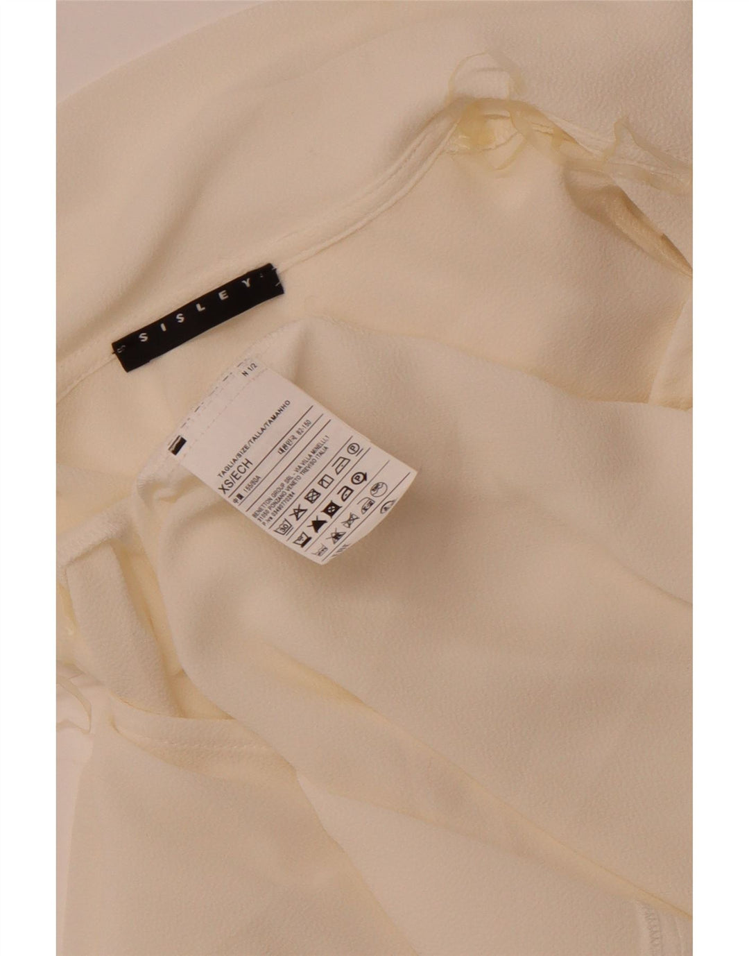 Sisley Womens Front Tie Loose Fit Blouse Top UK 6 XS Off White Polyester