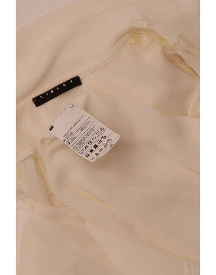Sisley Womens Front Tie Loose Fit Blouse Top UK 6 XS Off White Polyester