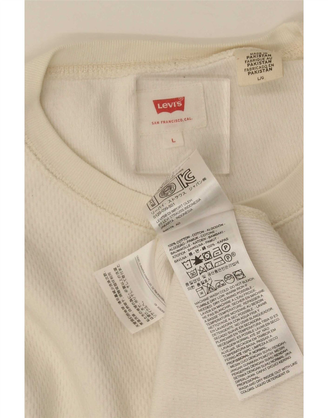 Levi's Mens Top Long Sleeve Large White Cotton