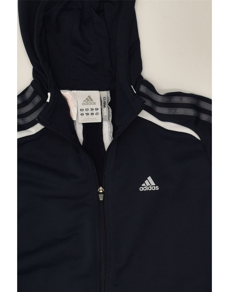 ADIDAS Boys Hooded Tracksuit Top Jacket 15-16 Years Navy Blue Polyester | Vintage Adidas | Thrift | Second-Hand Adidas | Used Clothing | Messina Hembry 