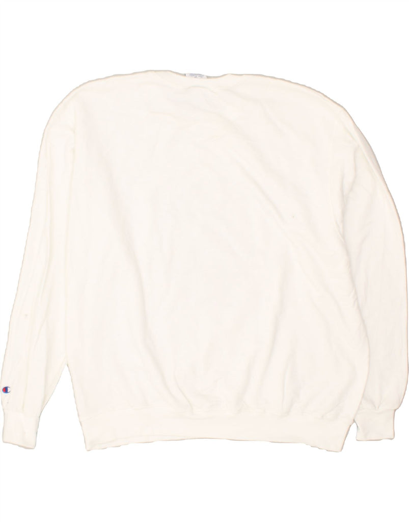 CHAMPION Mens Graphic Sweatshirt Jumper 2XL White Cotton | Vintage Champion | Thrift | Second-Hand Champion | Used Clothing | Messina Hembry 