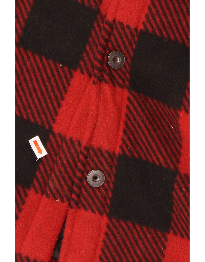 Vintage Mens Fleece Bomber Jacket EU 50 Large Red Plaid Polyester