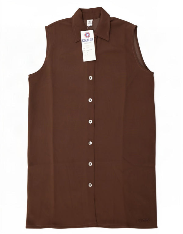 Colmar Womens Sleeveless See Through Shirt Blouse UK 16 Large Brown