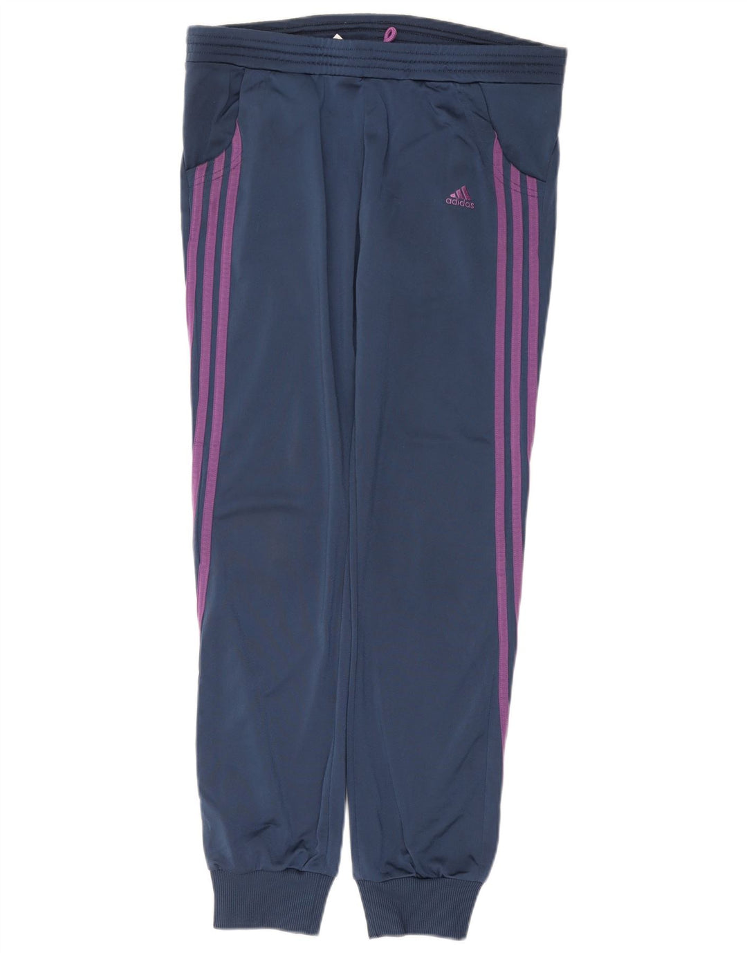 ADIDAS Womens Tracksuit Trousers Joggers UK 10 Small Navy Blue Polyester