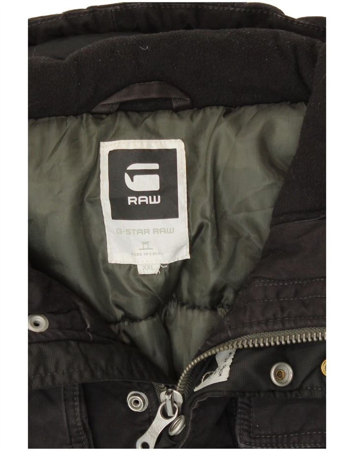 G-STAR Mens Hooded Bomber Jacket UK 44 2XL Black Cotton