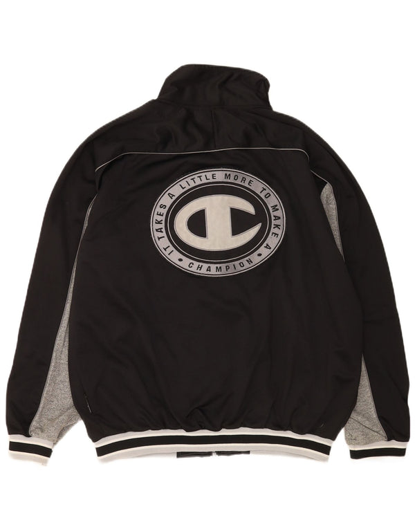 Champion Mens Graphic Tracksuit Top Jacket Large Black Colourblock